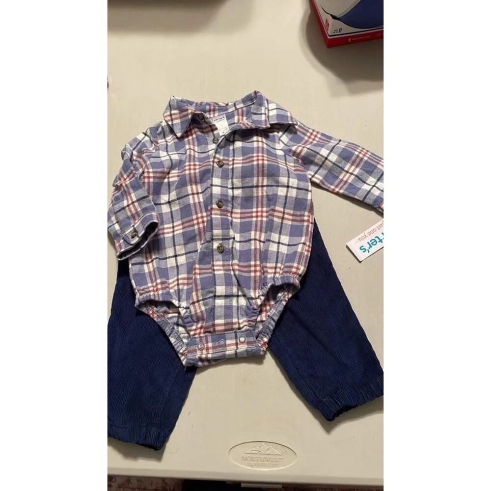 Carters Infant Boy  Flannel long sleeve & pants outfit 9mon